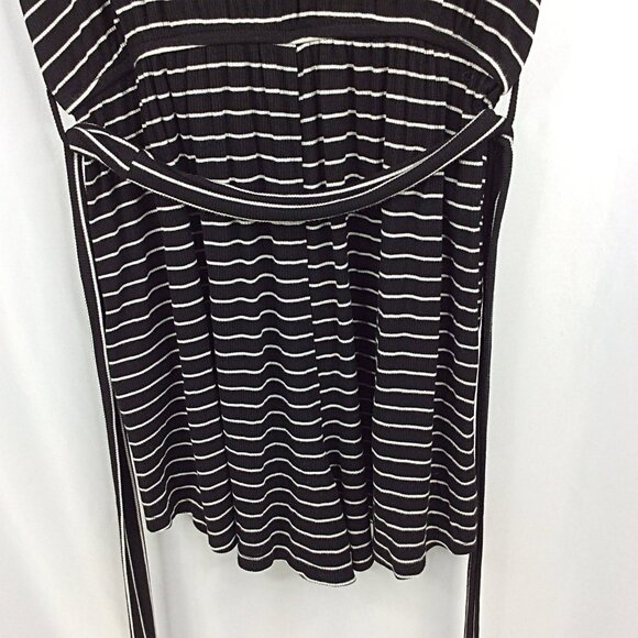 Billabong Romper Size Medium Black White Striped Shorts Faux Wrap Tie Waist - Picture 8 of 9